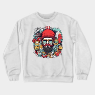 Red mustache hipster doodle classic tshirt Crewneck Sweatshirt